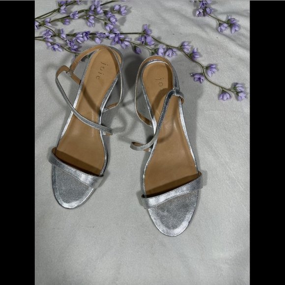 NWD $278 Joie Madi Metallic‎ Silver Leather Slingback Sandals [ SZ 38.5 ] #JR - Picture 3 of 12